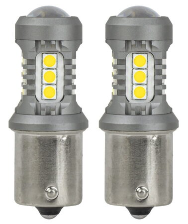 LED žárovky BAU15s PY21W bílá, 15SMD 3030 12/24V - 2ks