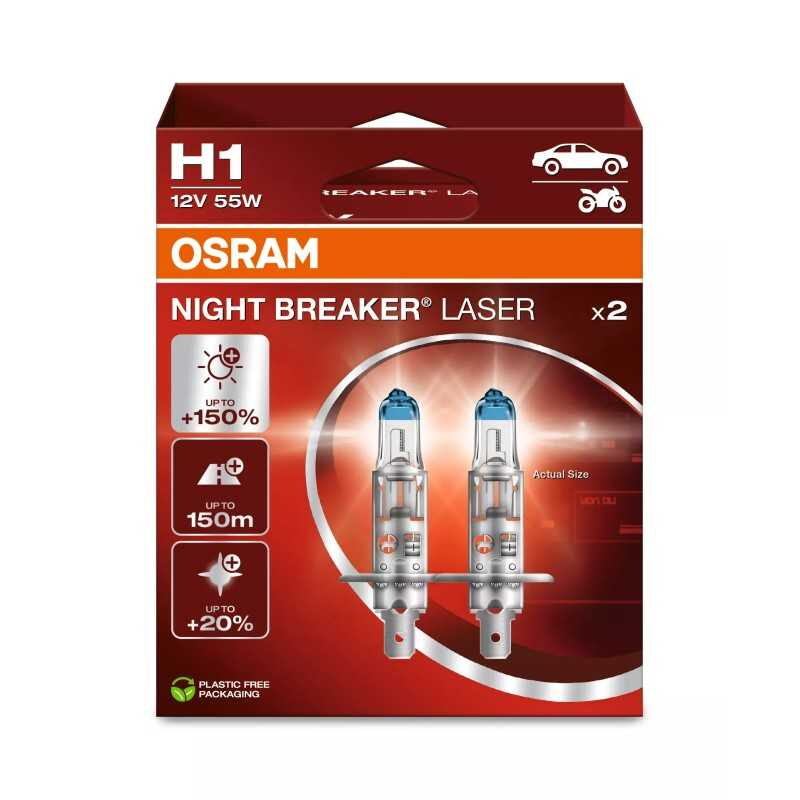 Autožárovky Osram H1 12V 55W NIGHT BREAKER LASER +150% 2ks