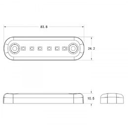 LED poziční světlo červené 84x24x11mm 6LED 12/24V ECE R10 R148