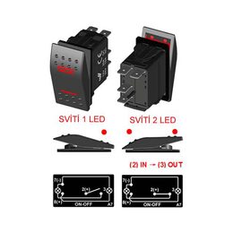 Rocker spínač 2x LED 12/24V
