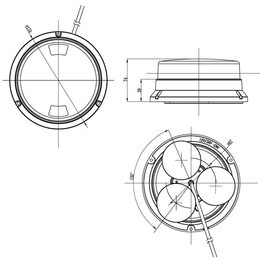x PROFI LED maják 12-24V 12x3W modrý, magnet, 74x170mm, ECE R10