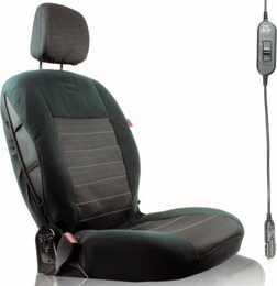 Vyhřívaný potah HEYNER PREMIUM carbon - na celé sedadlo s potahem na volant - černý