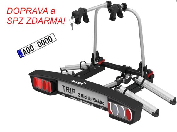 Nosič kol HAKR TRIP 2 ELEKTRO pro 2 elektro kola na tažné zařízení DOPRAVA a SPZ ZDARMA