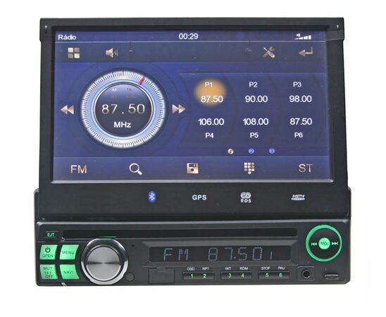 1DIN DVD autorádio s výsuvným 7" LCD, bluetooth,multicolor, SD/USB/FM/DUAL-GPS/RDS/ČESKÉ M