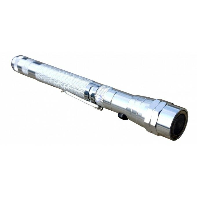 Teleskopická svítilna s magnetem - stříbrná