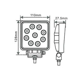 LED světlo extra SLIM, 9x3W, 128x110mm, ECE R10