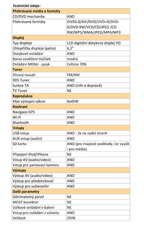 2DIN autorádio s 6,2" LCD, Android 4.4.4, WI-FI, DVD, USB, GPS, bluetooth