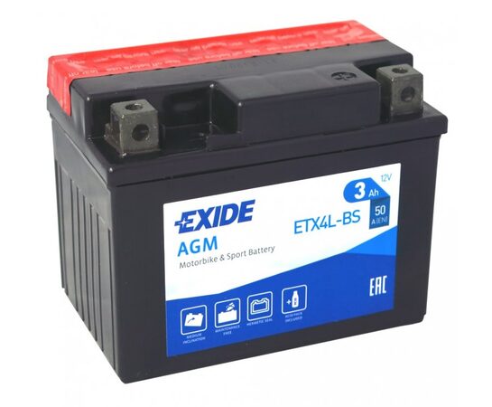 Motobaterie EXIDE BIKE Maintenance Free 3Ah, 12V, YTX4L-BS