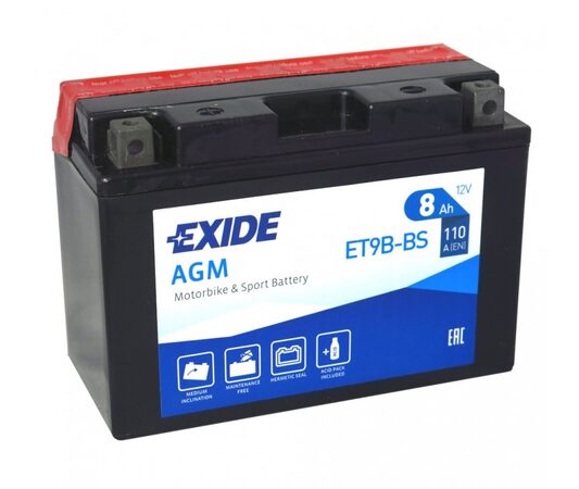 Motobaterie EXIDE BIKE Maintenance Free 8Ah, 12V, YT9B-BS