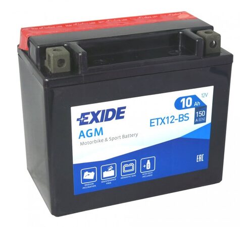 Motobaterie EXIDE BIKE Maintenance Free 10Ah, 12V, YTX12-BS