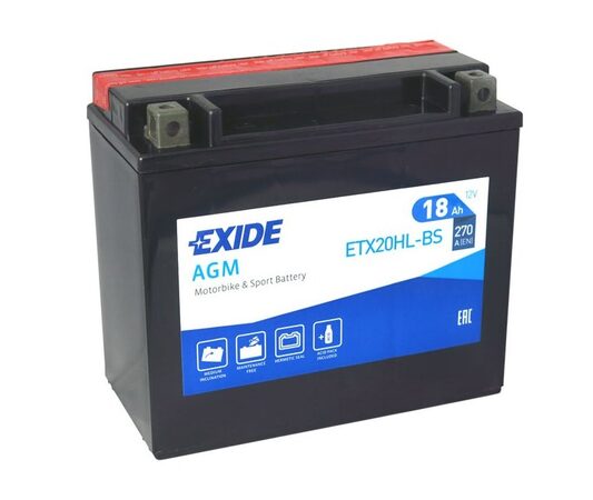 Motobaterie EXIDE BIKE Maintenance Free 18Ah, 12V, YTX20HL-BS