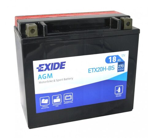 Motobaterie EXIDE BIKE Maintenance Free 18Ah, 12V, YTX20-BS (YTX20H-BS)
