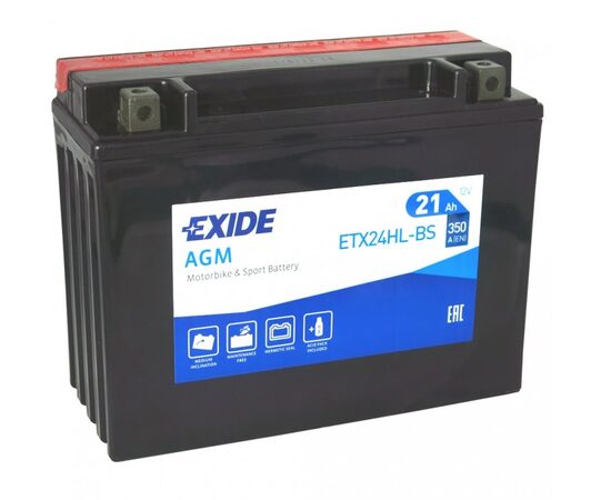 Motobaterie EXIDE BIKE Maintenance Free 21Ah, 12V, YTX24HL-BS