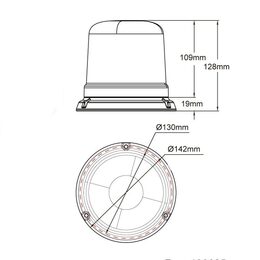 Modrý maják LED s 3-bodovým úchytem, 10LED, B14-3B-B