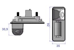 Kamera PAL/NTSC do vozu AUDI A1/Škoda Octavia II/Fabia 2012-15 v madle kufru