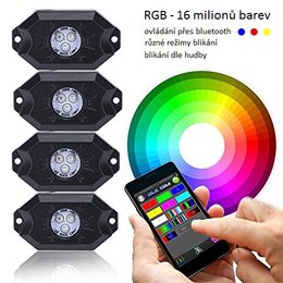 LED podsvětlení podvozku RGB 12-24V, Bluetooth, 12x3W