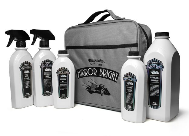 Meguiars Mirror Bright Kit - výhodná sada autokosmetiky s taškou v designu Mirror Bright