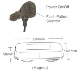 LED světelná rampa modrá, magnet, 30x 3W LED, ECE R65