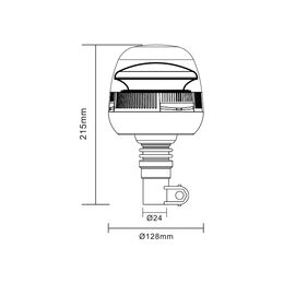 LED maják, 12-24V, 45xSMD2835 LED, oranžový, na držák, ECE R65