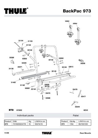 Nosič kol na zadní dveře Thule BackPac 973