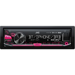 x JVC DAB / FM autorádio bez mechaniky/Bluetooth/USB/AUX/červené pods./odním.panel