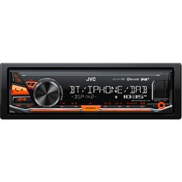 x JVC DAB / FM autorádio bez mechaniky/Bluetooth/USB/AUX/červené pods./odním.panel