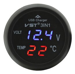 Zástrčka MULTI - USB, voltmetr, teploměr