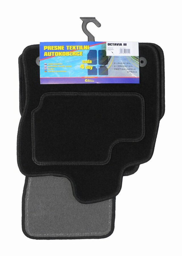 Koberce textilní Škoda OCTAVIA III 2013 s fixací - 4ks