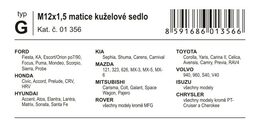 Poj. matice kol M12x1,50 kuželové sedlo (G)