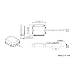 GPS anténa magnetická s konektorem SMB samice