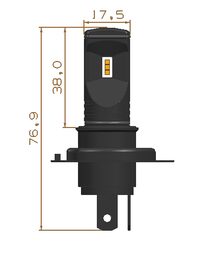 CSP LED H4 bílá, 12-24V, 3x10W, chrom