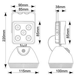 AKU LED světlo s magnetem, 5x3W, 220x115mm