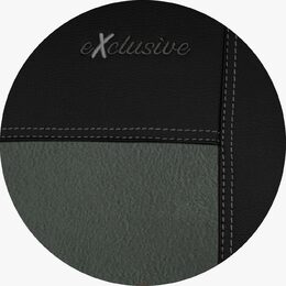 Autopotahy Škoda Fabia II, kožené s alcantarou EXCLUSIVE tmavošedé, dělené zadní sed.