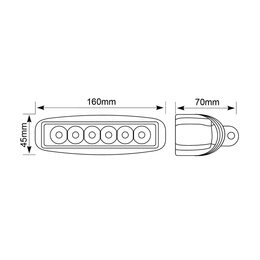 LED světlo na prac. stroje obdélníkové 10-30V, 6x3W