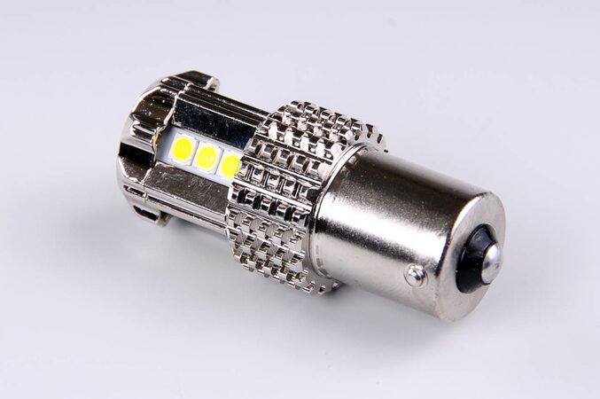 LED autožárovka BA15s červená ,12V, CANBUS 1000lm