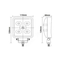 LED světlo čtvercové, 5x3W, 128x110mm