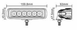 LED světlo obdélníkové, 6x3W, 160x45x63mm, ECE R10