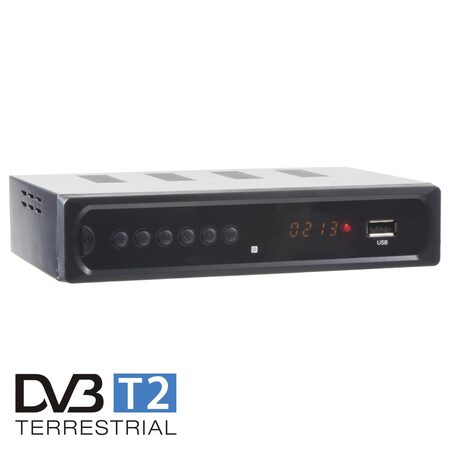 DVB-T2 / HEVC / H.265 set-top box / multimediální přehrávač s USB / SCART / HDMI / RJ45 / 
