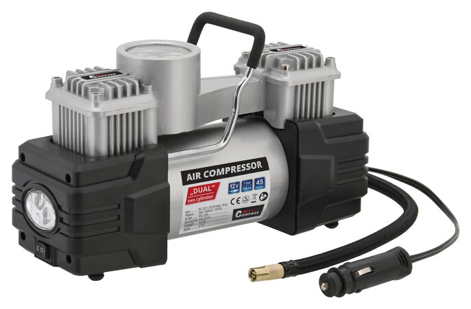 Kompresor 12V DUAL 2 písty se světlem + pneu sada