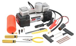 Kompresor 12V DUAL 2 písty se světlem + pneu sada