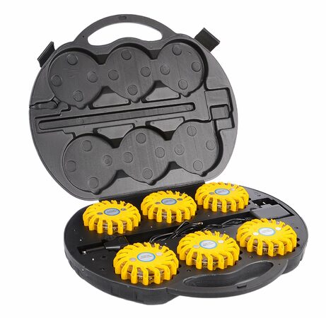 LED výstražné světlo 16LED, žluté, set 6ks