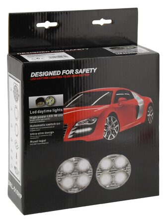 LED světla pro denní svícení 4 HIGH POWER LED 12V/24V, kulatá 70mm, ECE