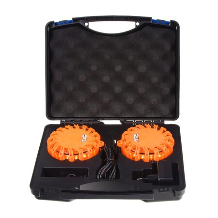 LED výstražné světlo 16LED, oranžové, set 2ks