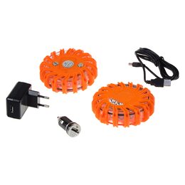 LED výstražné světlo 16LED, oranžové, set 2ks