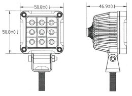 LED světlo mini čtvercové, 9x3W, 51x51x47mm