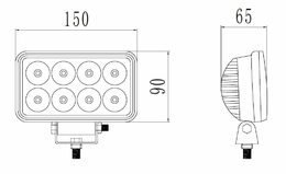 LED světlo obdélníkové, 8x3W, ECE R10 150 x 90 mm