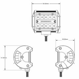 LED světlo, 20x3W, ECE R10 99x65x91 mm