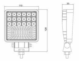 LED světlo hranaté, 42x3W, ECE R10