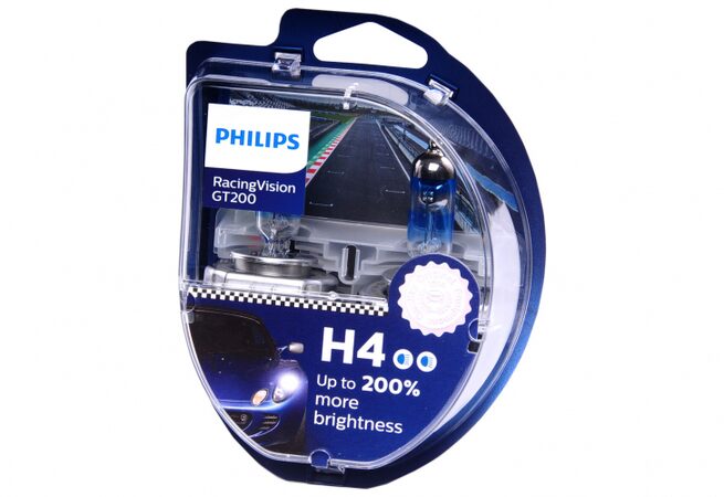 Autožárovky PHILIPS H4 12V 60/55W RacingVision GT200 +200% 2ks