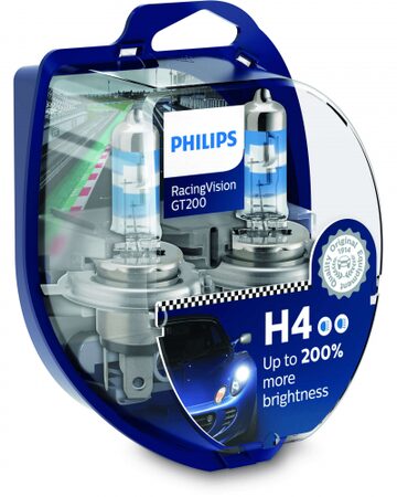 Autožárovky PHILIPS H4 12V 60/55W RacingVision GT200 +200% 2ks